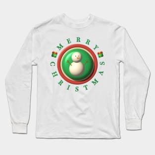 Merry Christmas Snowman Design Long Sleeve T-Shirt